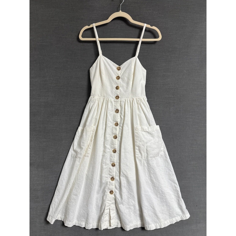 Cooperative White Button-Front Midi Dress